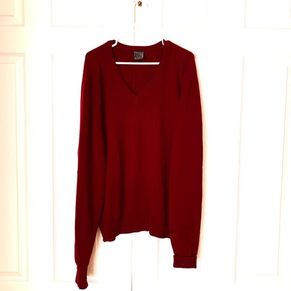 100% CASHMERE Clan Douglas Burgundy V Neck Vintage Nordstrom Sz XL - Picture 5 of 13